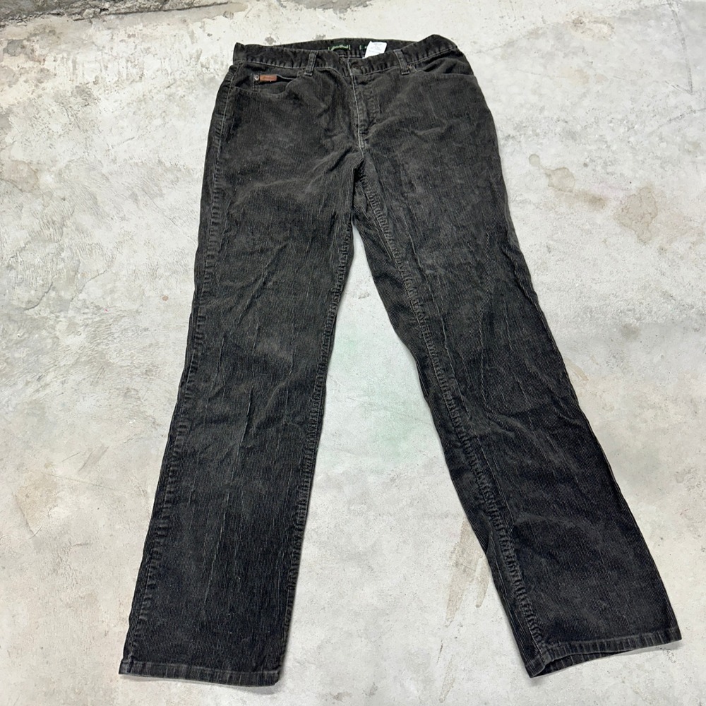 Eddie Bauer Corduroy Bootcut Pants Womens Size 12 Gray Casual Career Trousers - Picture 1 of 10